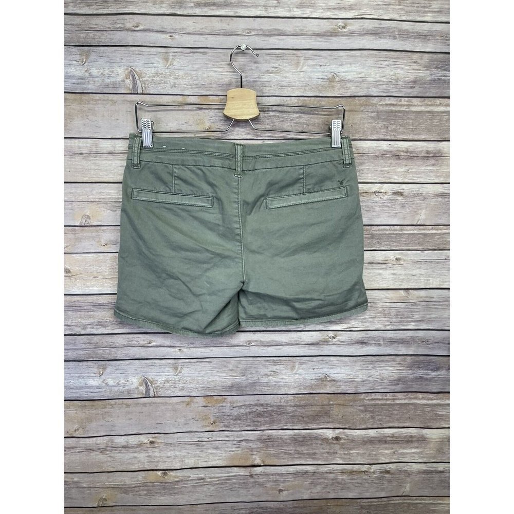 American Eagle Womens 2 Midi Shorts Stretchy Flat Front Green Shorts - Picture 5 of 10
